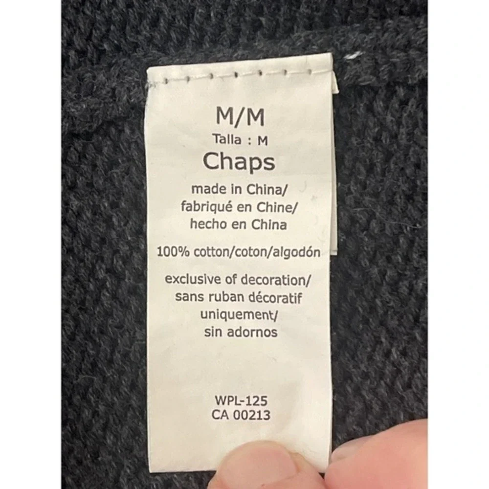 Chaps Quarter Zip Sweater Charcoal‎ Striped coastal grandpa preppy athletic